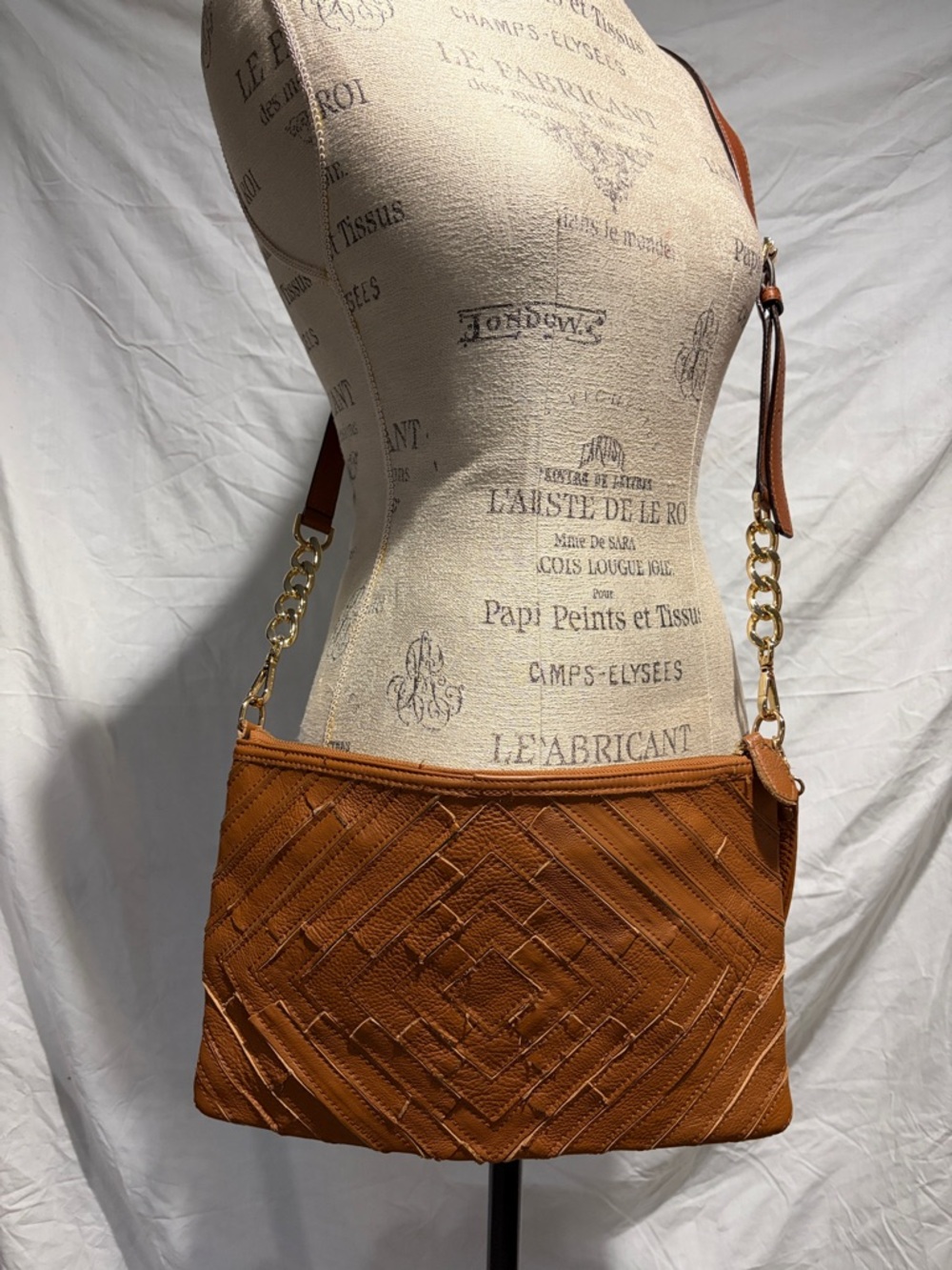 Brown Quilted Leather Crossbody Shoulder Bag‎